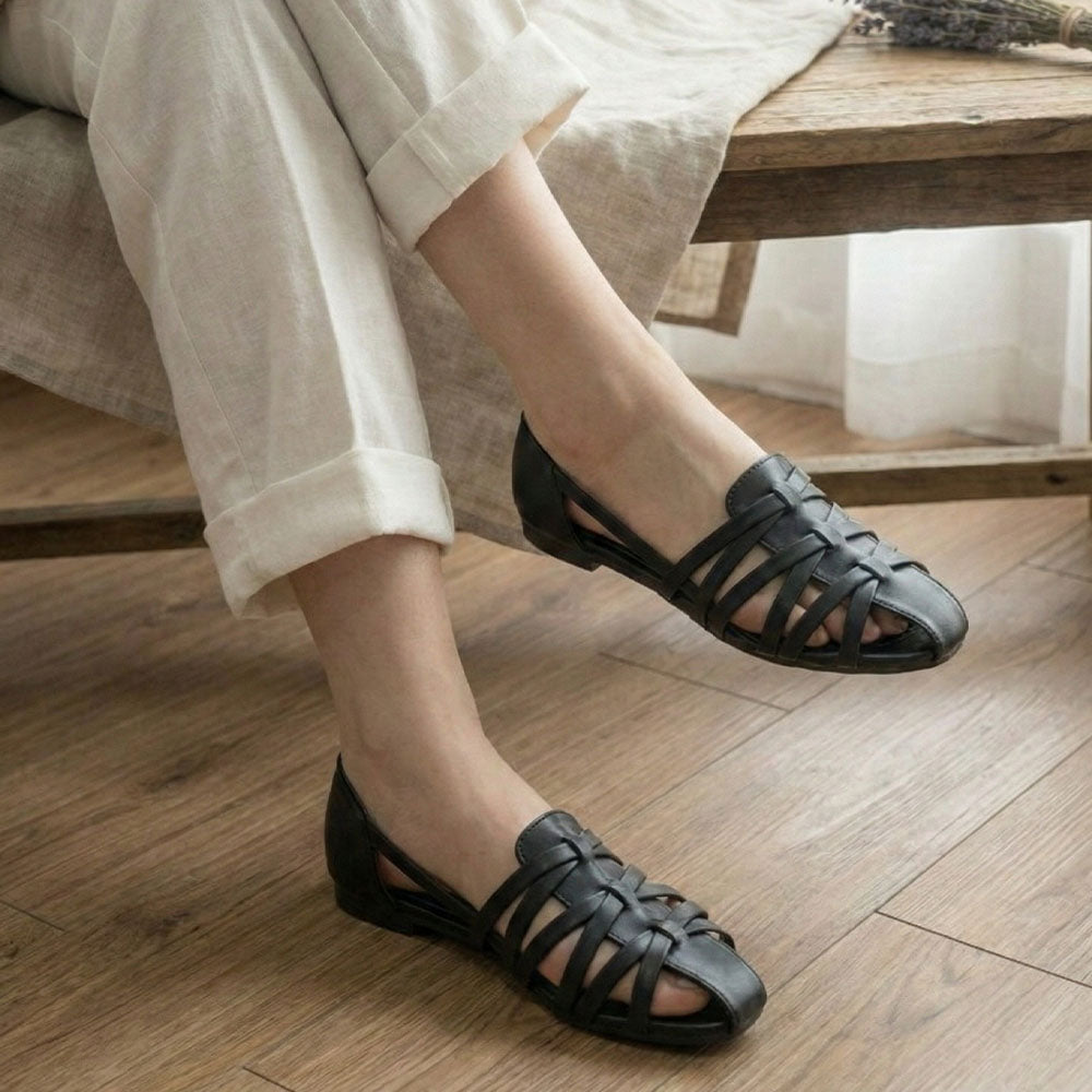 Dark Black Color Sandals by Douce