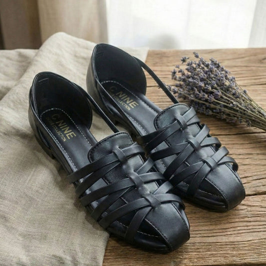Dark Black Color Sandals by Douce